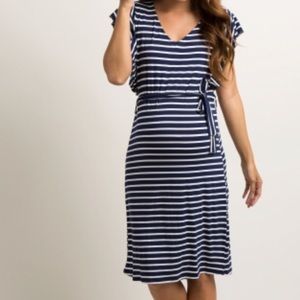 Navy striped Maternity Dress